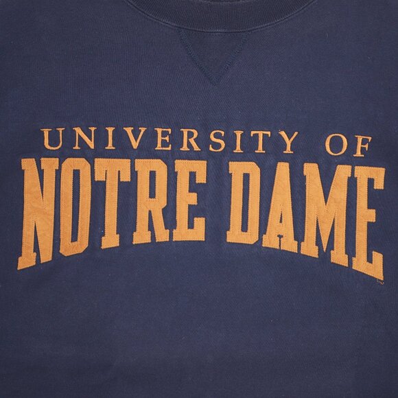 VINTAGE 90s University of Notre Dame Crewneck Sweatshirt Navy Gold Size XL - Picture 6 of 7